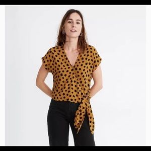Front tie, cropped, leopard blouse